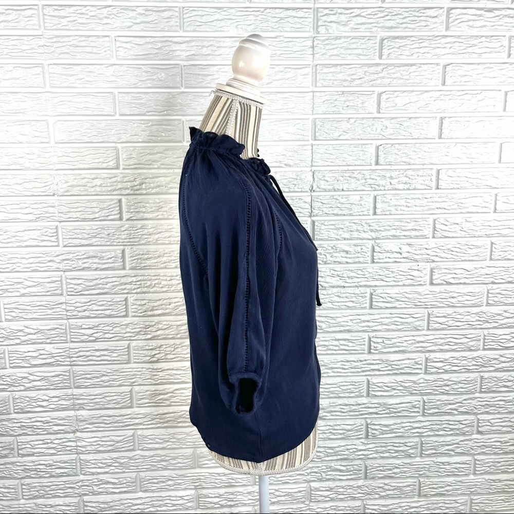 Roly Poly Dark Blue Ruffled Boho Top - Picture 4 of 7